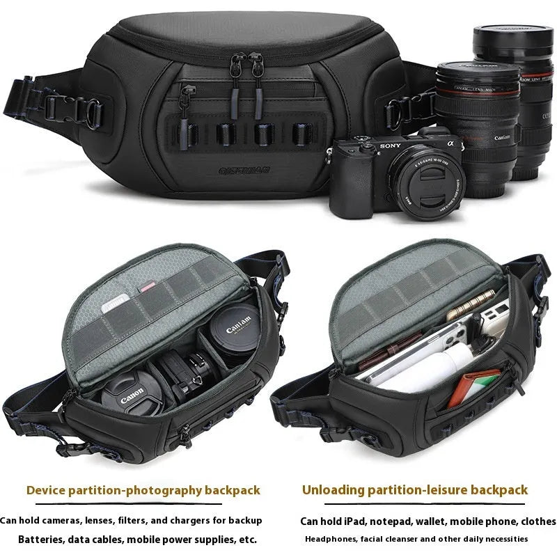 Waterproof Oxford cloth DSLR camera shoulder bag in black, grey and green colours