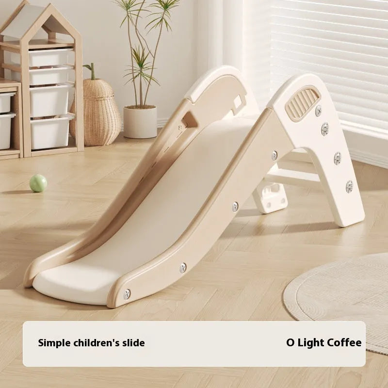 Small plastic baby slide for toddlers under three, shown in blue, yellow, brown, and gray colour options.