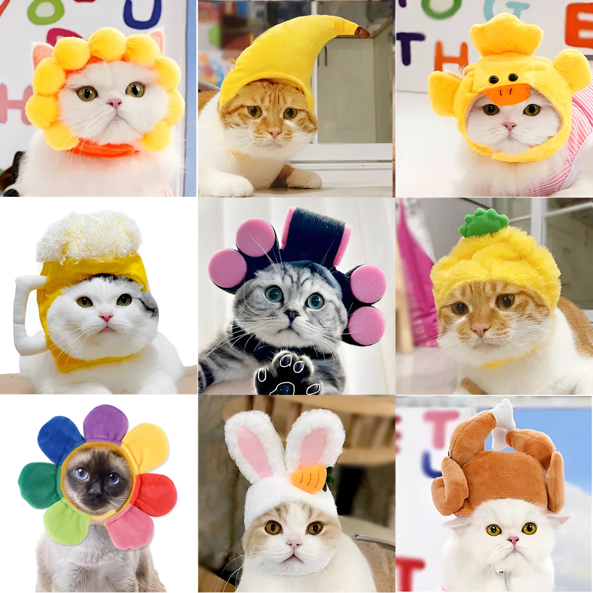 Embroidered cloth pet headgear with sunflower design for cat costume and dress-up occasions