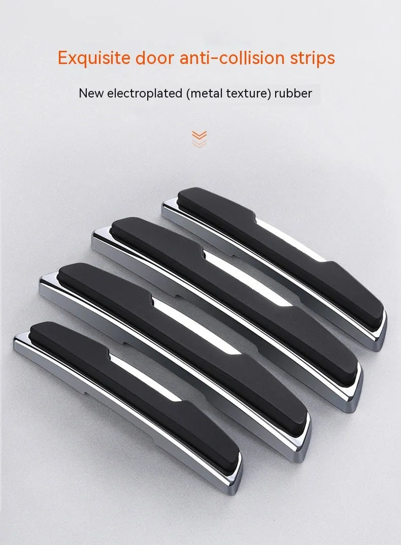 Four black plastic silicone car door protector strips measuring 9.5cm by 2cm