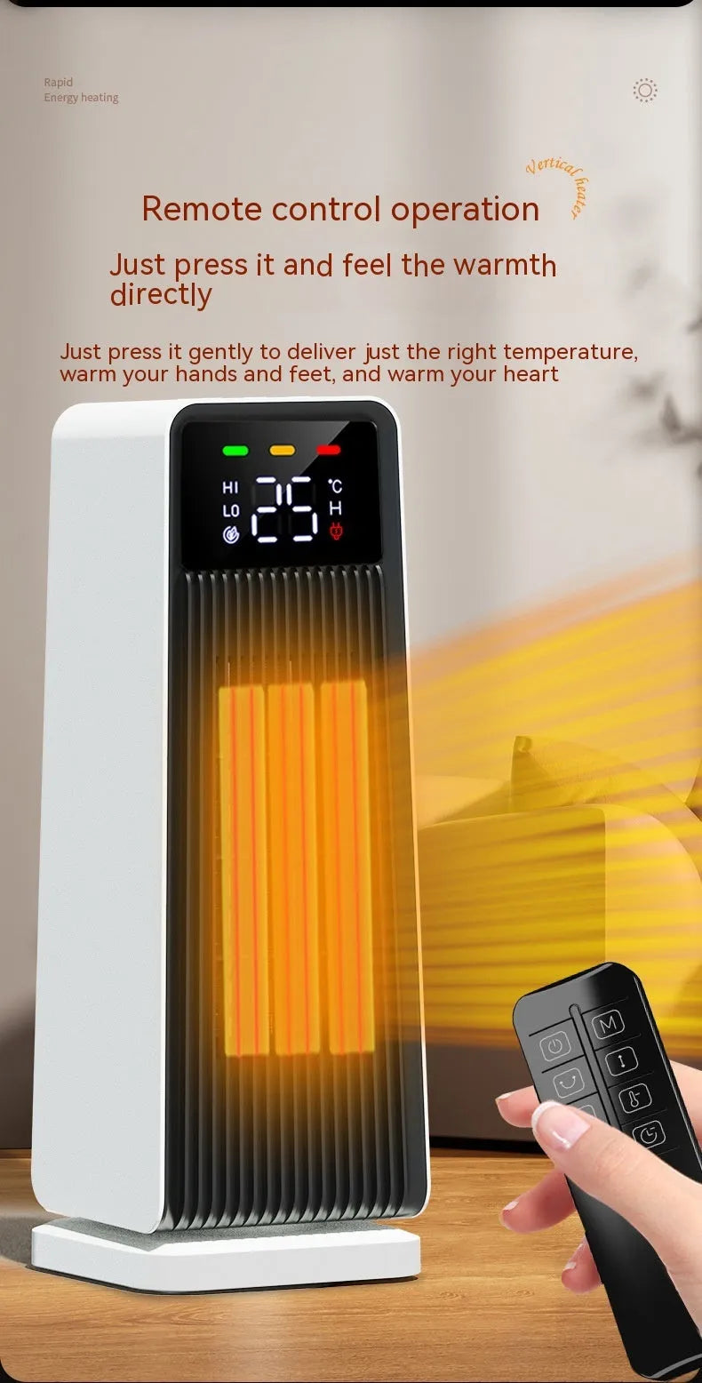 Small white air conditioner with PTC heater, touch controls, and shaking head for 30m² rooms