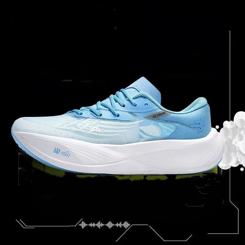 Low-top carbon plate running sneaker in a modern colour with mesh upper and natural rubber sole.