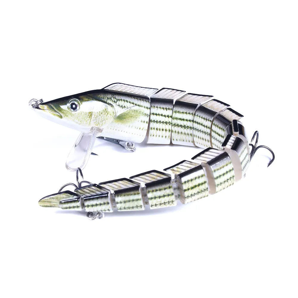 Multi-section soft plastic loach fishing lure showing articulated design and #2 hook