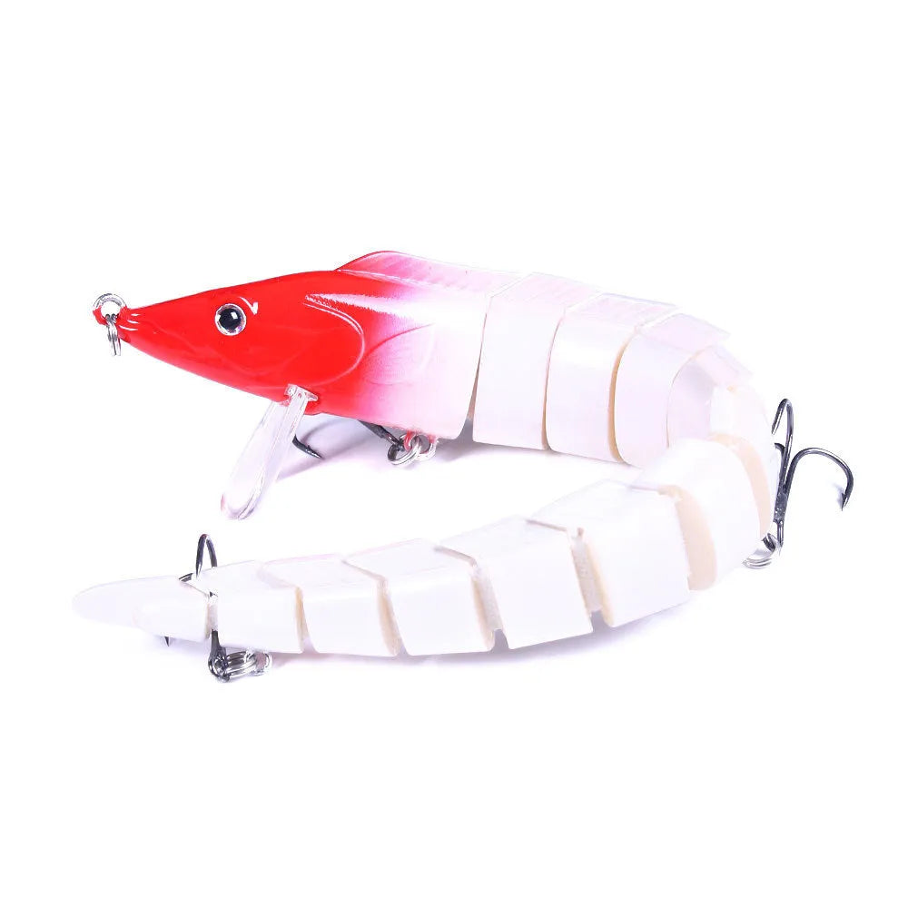 Multi-section soft plastic loach fishing lure showing articulated design and #2 hook