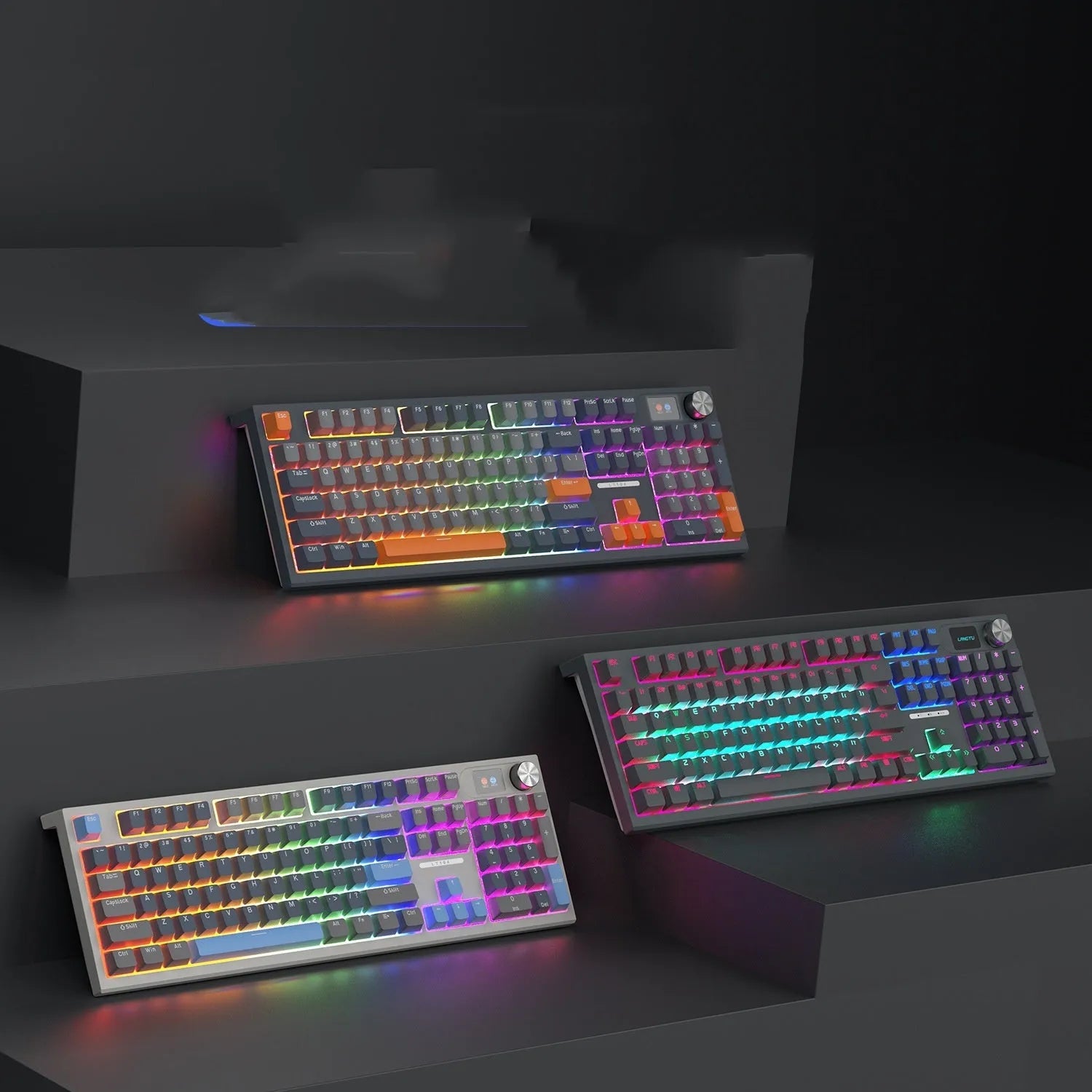 Compact bluetooth mechanical keyboard with USB-C cable on a desk