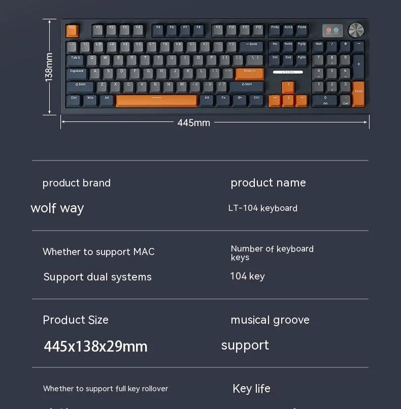 Compact bluetooth mechanical keyboard with USB-C cable on a desk