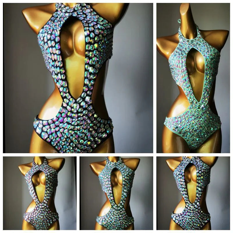 Women's one-piece mesh diamond swimsuit in nylon with polyester lining available in multiple colours