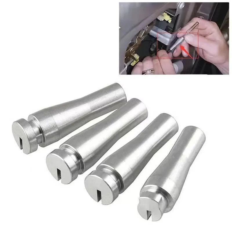 Four silver aluminium auto parts for Ford truck cab latch repair kit
