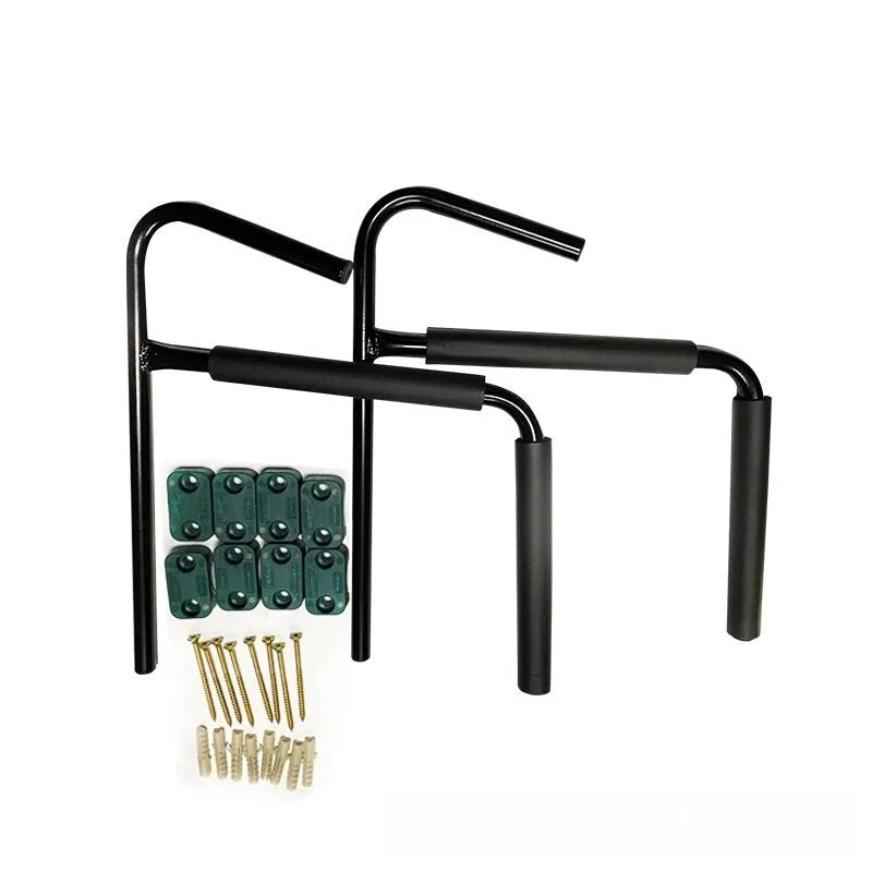Heavy-duty carbon steel kayak and surfboard wall hanger storage rack.