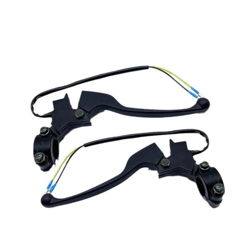 Aluminium alloy brake handle assembly with power off switch wiring, showing 22mm thickness