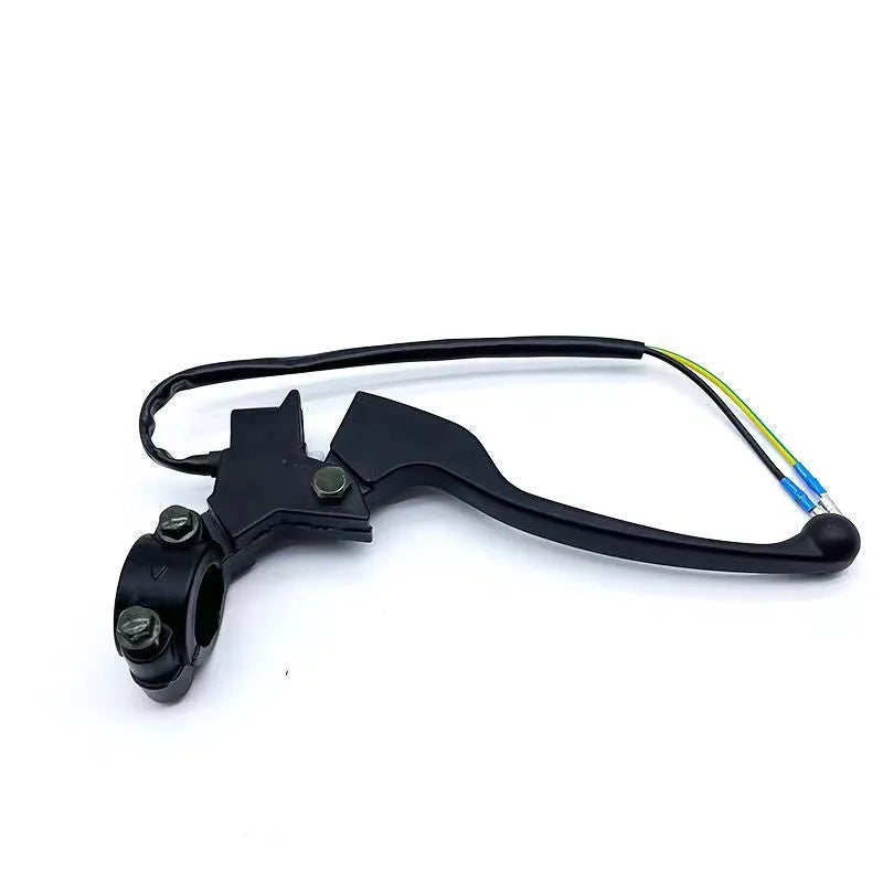 Aluminium alloy brake handle assembly with power off switch wiring, showing 22mm thickness