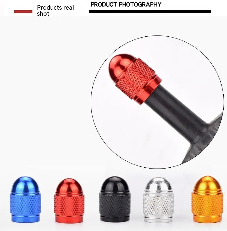 Aluminium alloy mountain bike tyre valve cap in choice of colours
