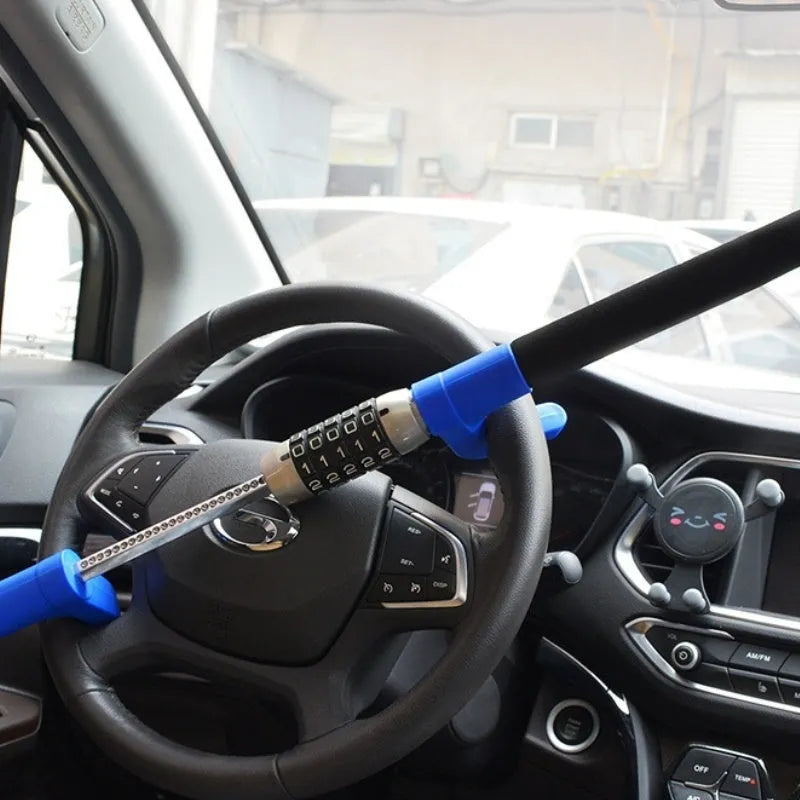 Alloy steel car steering wheel anti-theft U-lock in black, blue, or red colours weighing 2kg