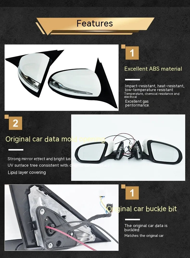 Mercedes-Benz W205 C-Class rearview mirror assembly in ABS plastic construction