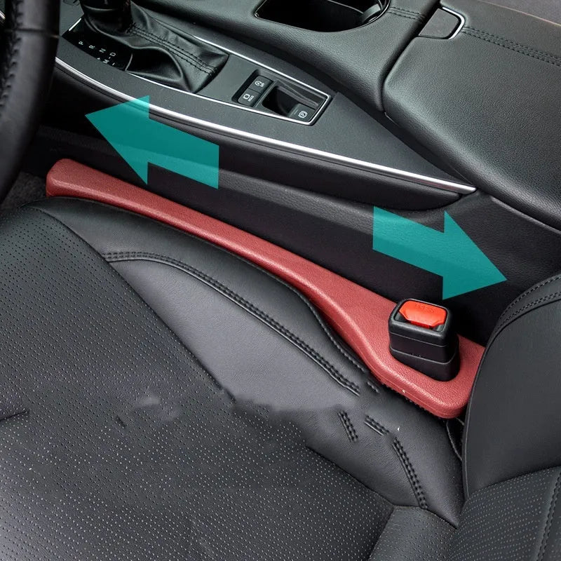 Car seat gap sealing strips in four colours showing waterproof polyresin construction and handle