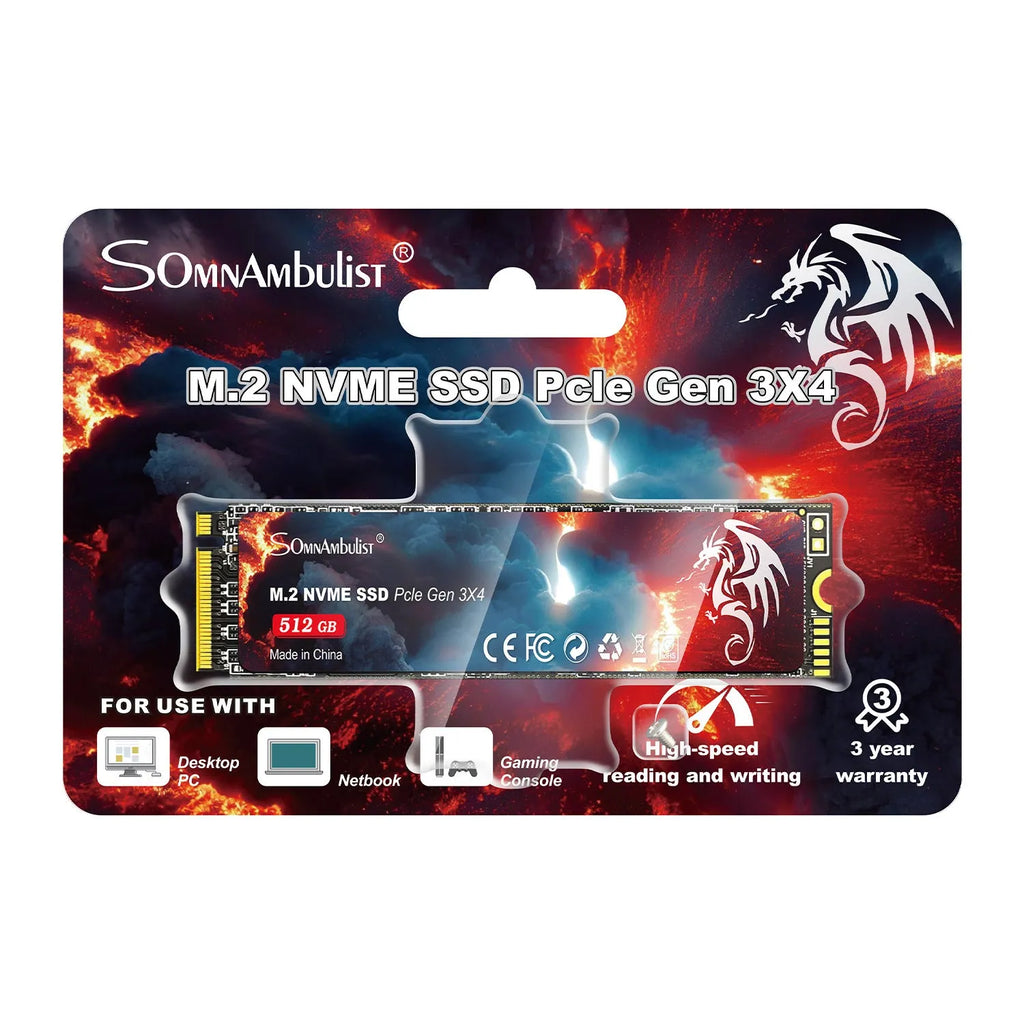 M.2 2280 form factor NVMe solid state drive for desktop computer installation.