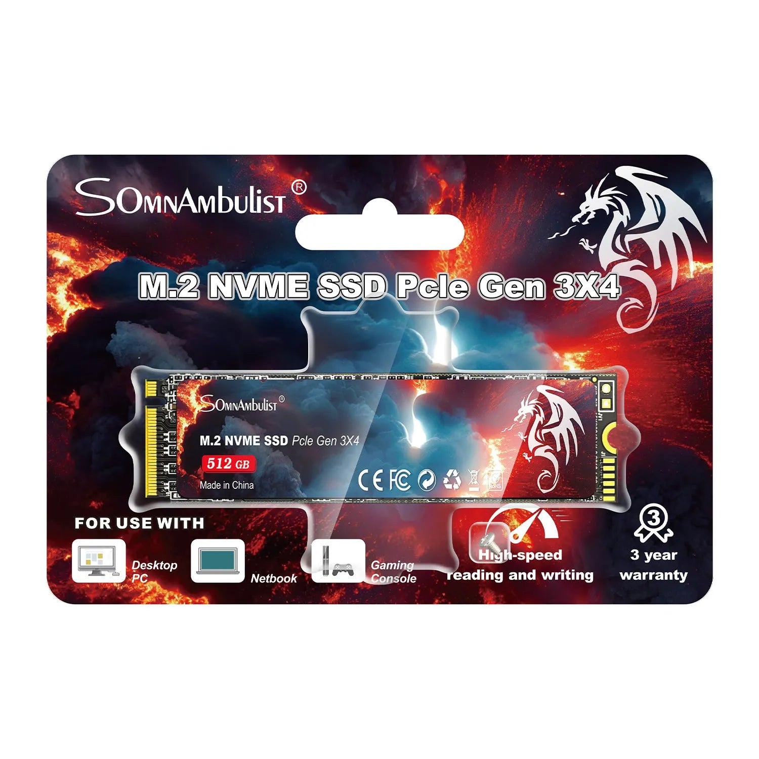 M.2 2280 form factor NVMe solid state drive for desktop computer installation.