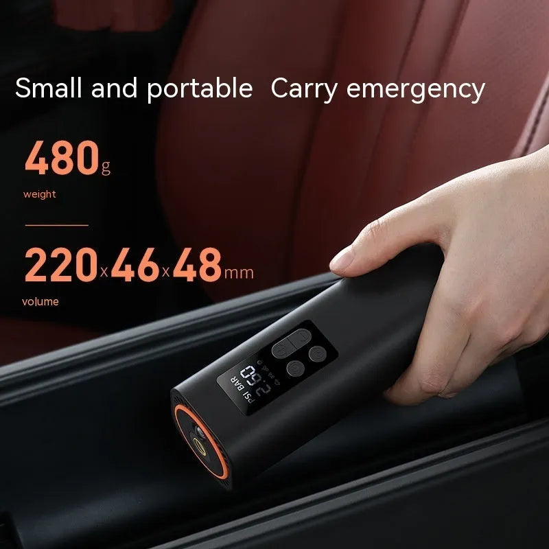 Black super mini car digital display inflator with 12V power and ABS construction