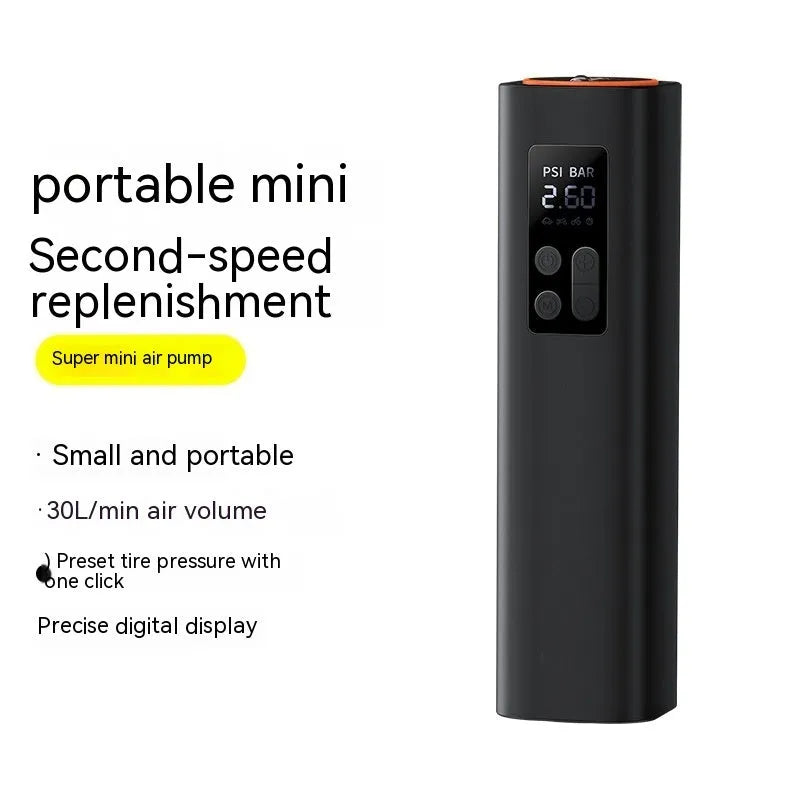 Black super mini car digital display inflator with 12V power and ABS construction