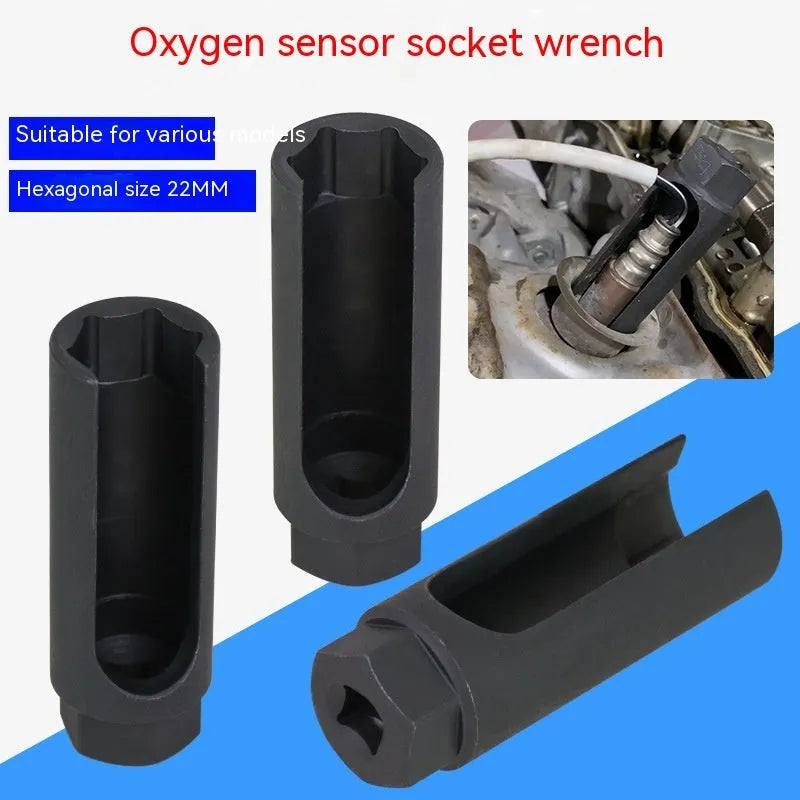 Black chromium vanadium steel oxygen sensor sleeve with 22mm inner diameter for universal O2 sensor protection.