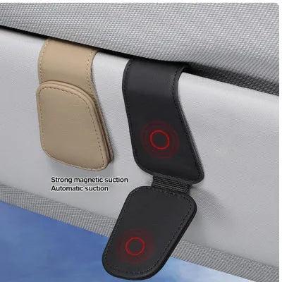 PU leather car sunglasses holder clip in universal size for sun visor mounting