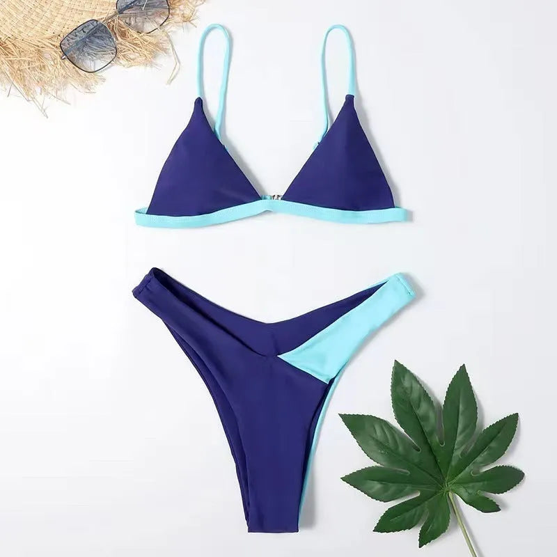 Women's two-piece nylon swimsuit briefs in pattern colour with European and American sizing