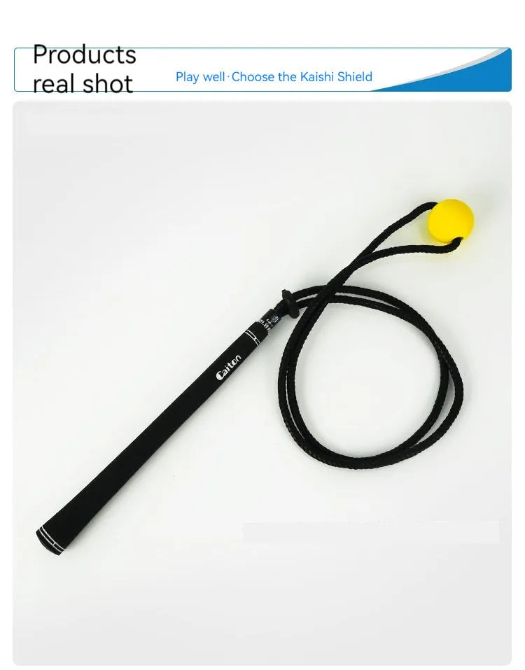 Black silicone elastic string golf swing trainer rope for physical correction action practice