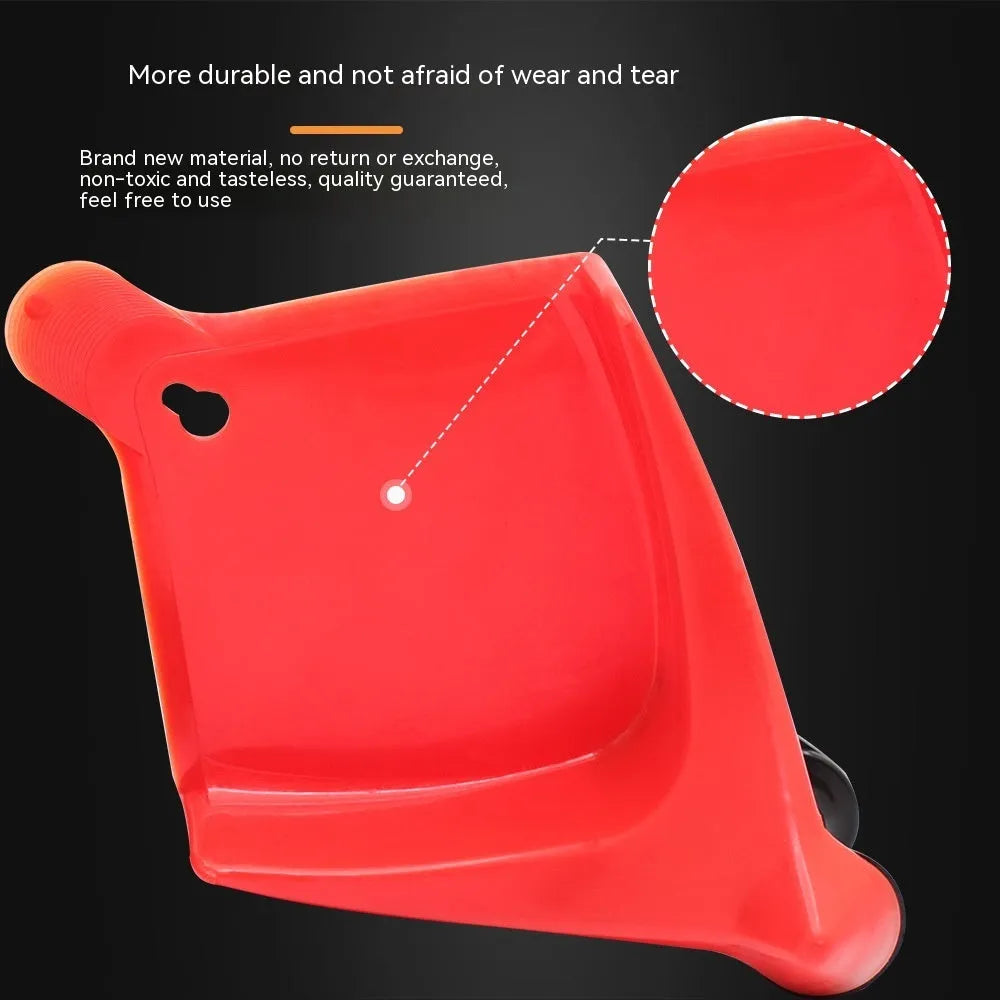 Four red plastic triangular car parking blocks with non-slip rubber surfaces for tyre security