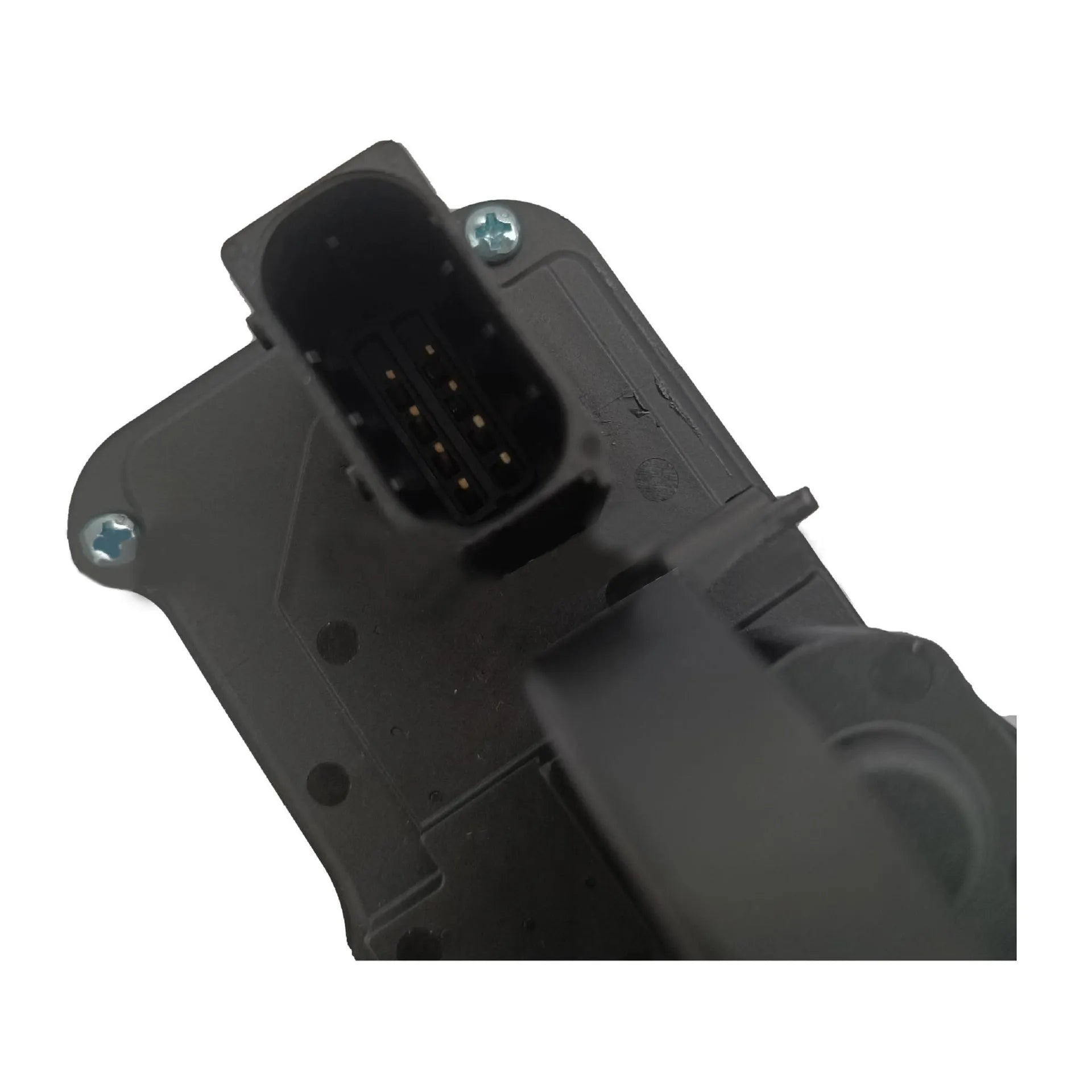 Black plastic door lock actuator for Cadillac SLS front right door replacement.