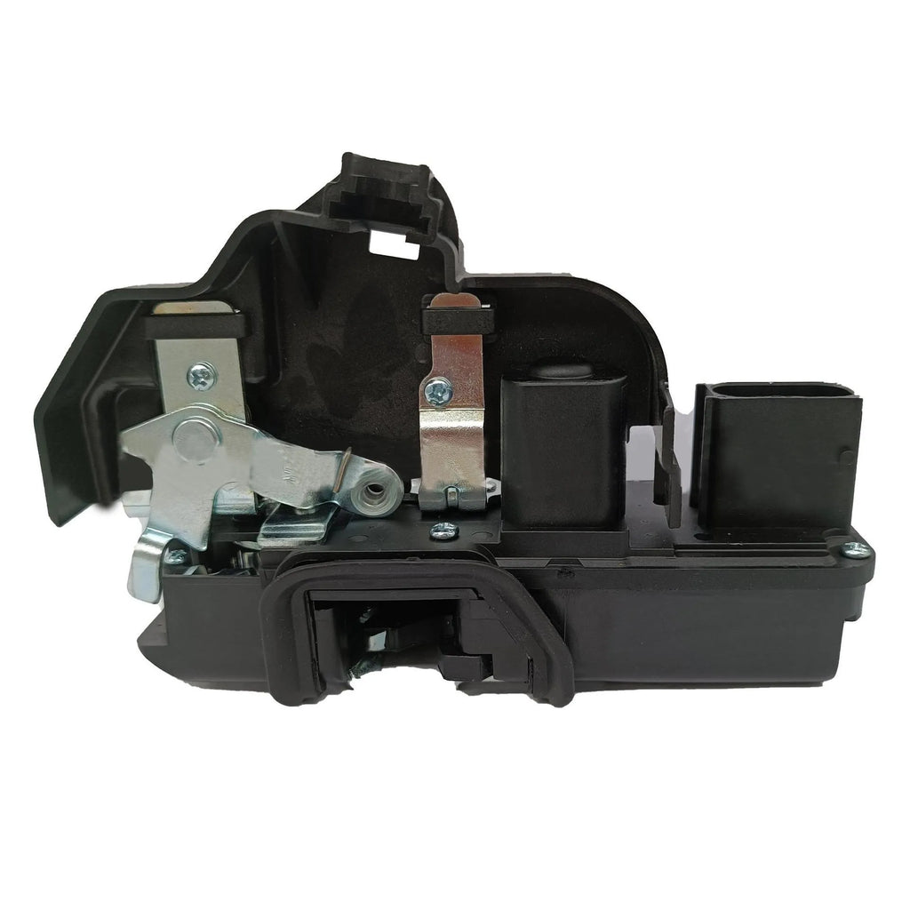 Black plastic door lock actuator for Cadillac SLS front right door replacement.