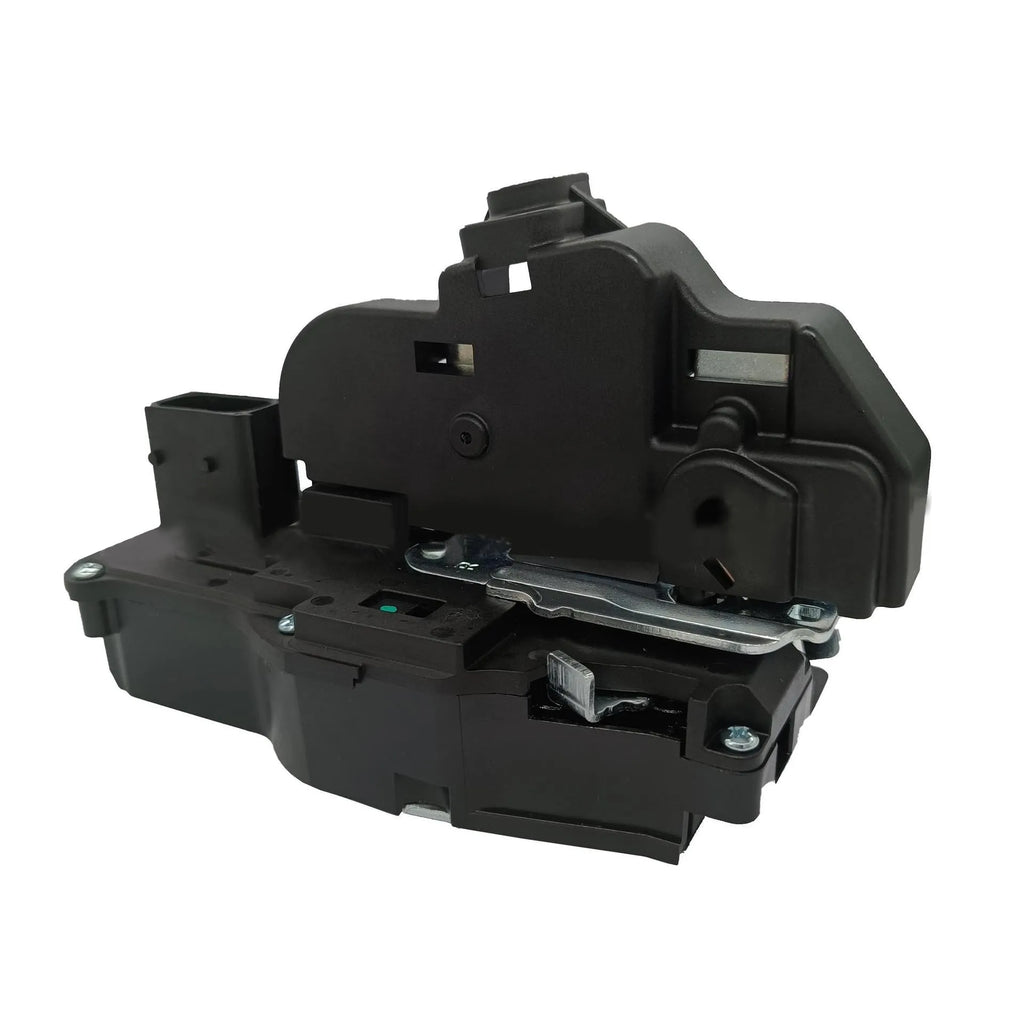 Black plastic door lock actuator for Cadillac SLS front right door replacement.