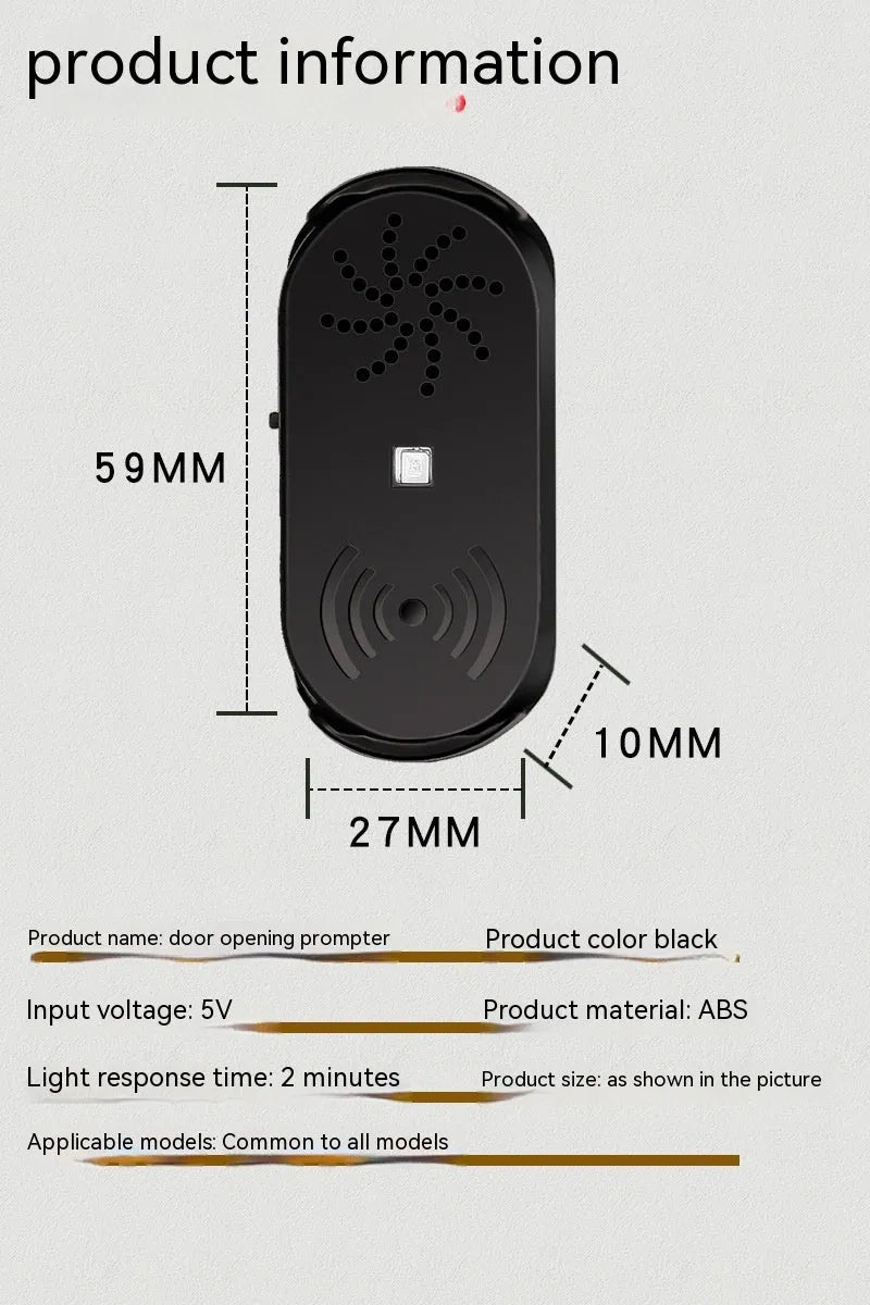 Black ABS car door reminder with infrared sensor for door open warning alarm