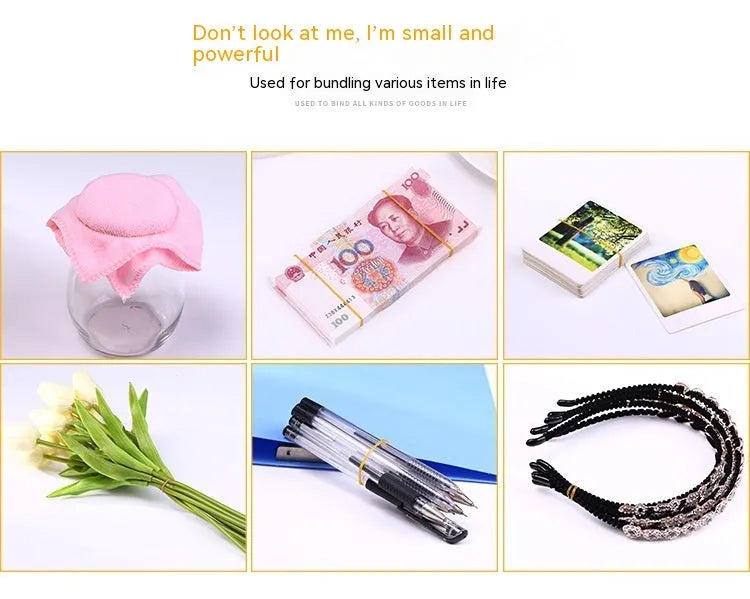 Natural rubber elastic bands in round cord shape, 500g bag quantity, natural colour material