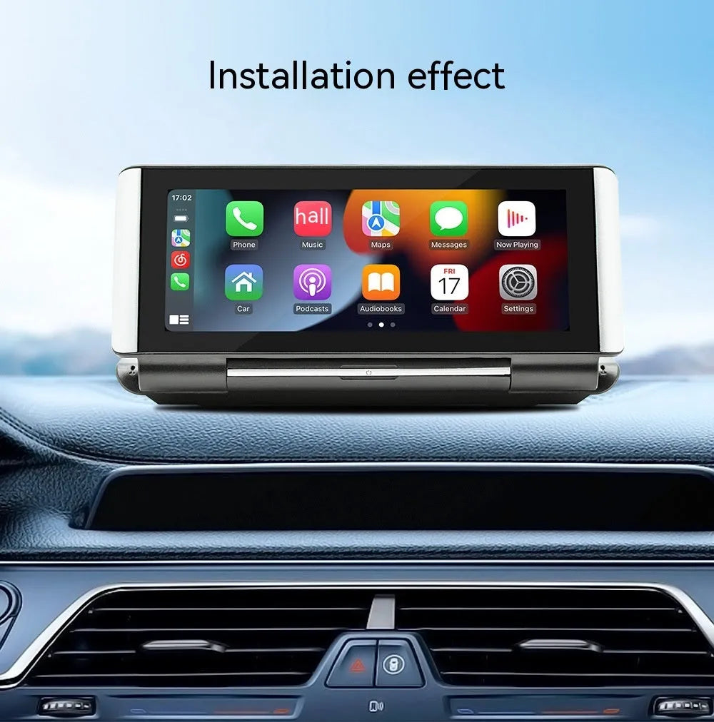 6.86-inch Bluetooth MP5 car multimedia player with wireless CarPlay on dashboard