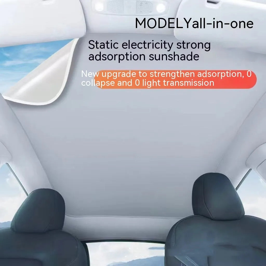 Silicone electrostatic car sunshade with plaid pattern shown in black colour