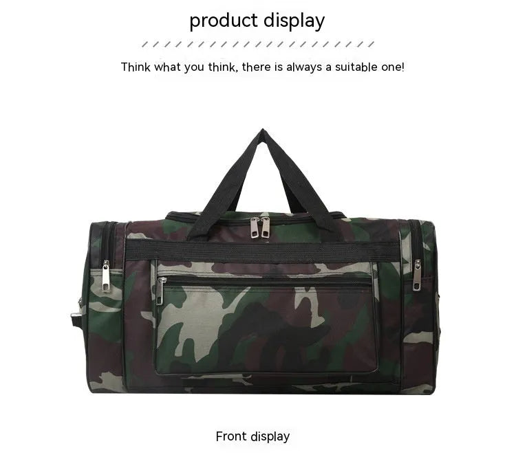 Camouflage pattern luggage bag with waterproof fabric construction and 20L capacity