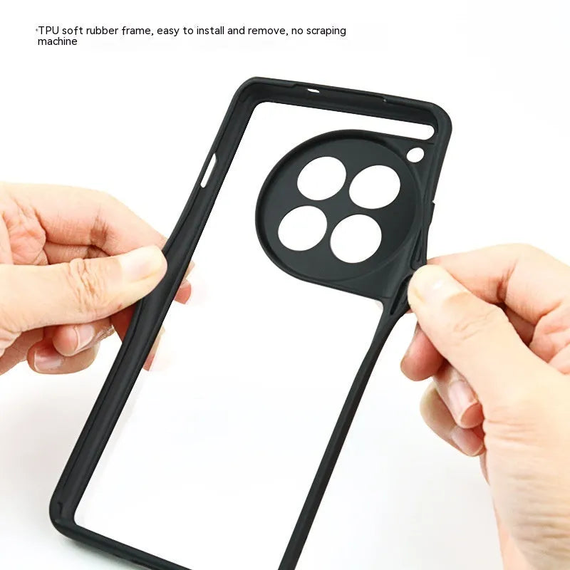 Black border transparent PC TPU frosted phone case for OnePlus with corner airbags and 1.5mm backboard