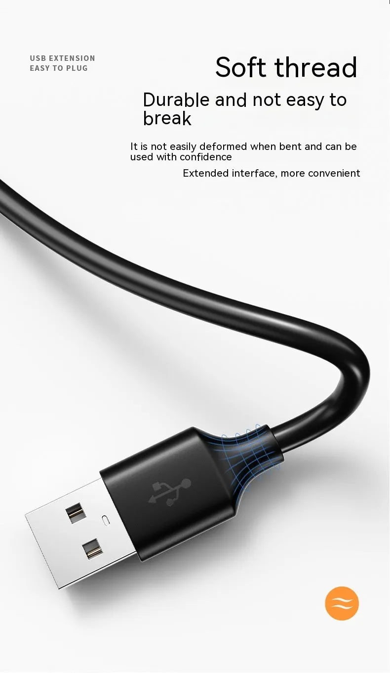 USB 3.0 extension cable male to female in black PVC with USB connectors on both ends