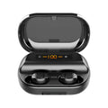 Wireless Bluetooth headset earbud in black with battery display