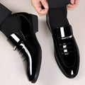 Men's business patent leather shoes in black or light brown, artificial PU upper, sizes 38-48