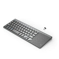 Compact black wireless keyboard with 59 keys, low battery alarm, and ≤10m wireless range