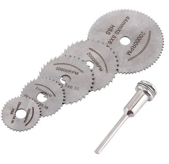 Circular saw blade and mandrel set with high-speed steel construction for woodworking