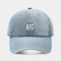 Retro denim peaked cap with embroidered letters in adjustable fit