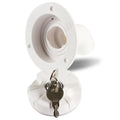 White RV gravity water filling port with 80mm hole and 38mm pipe inner diameter for recreational vehicles