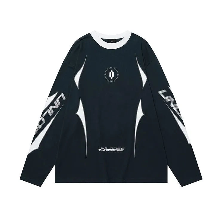 Men's grey cotton sweatshirt with drop shoulders and a white letter print on the chest.