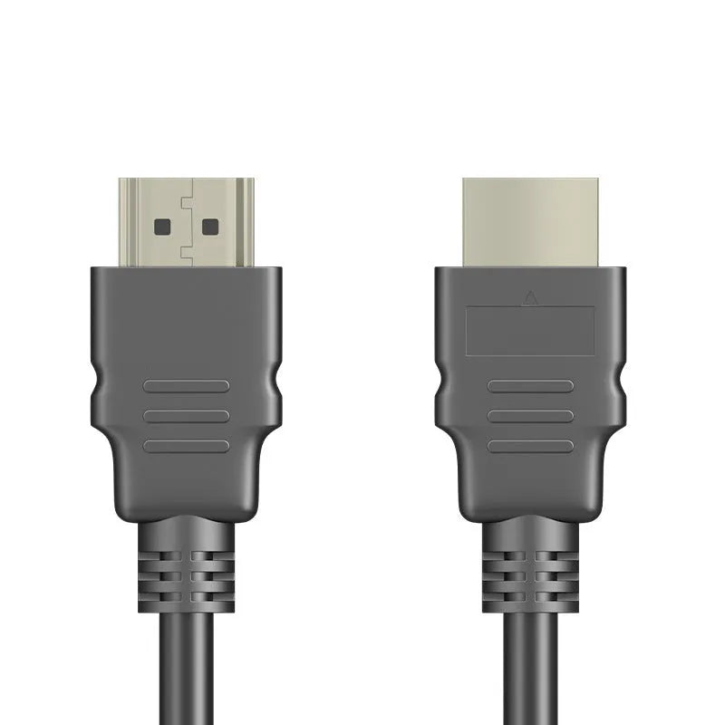 Black HDMI cable with nickel-plated connectors for set-top box to TV connection.