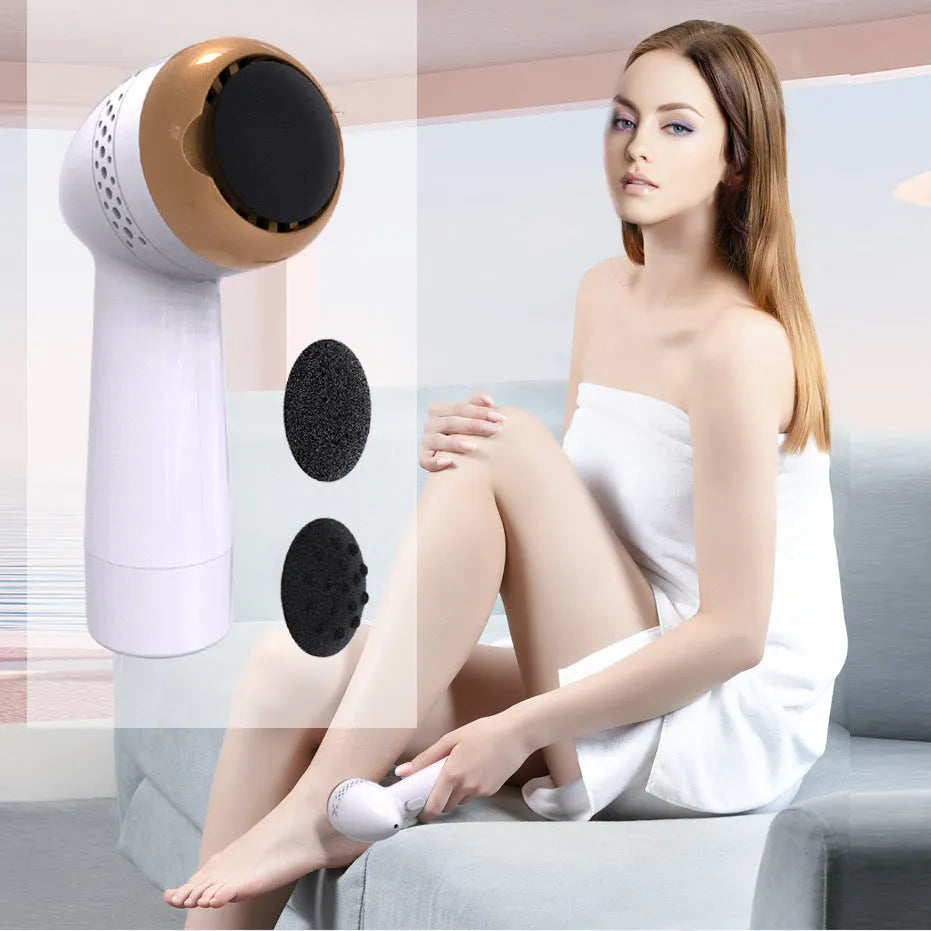 Electric foot grinder with a quartz grinding head in gold, silver, pink gold or white finish.