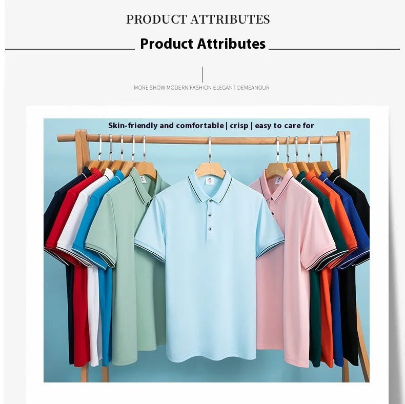 Beautician short-sleeved polo shirt work uniform with asymmetric colour block design in cool silk cotton fabric.