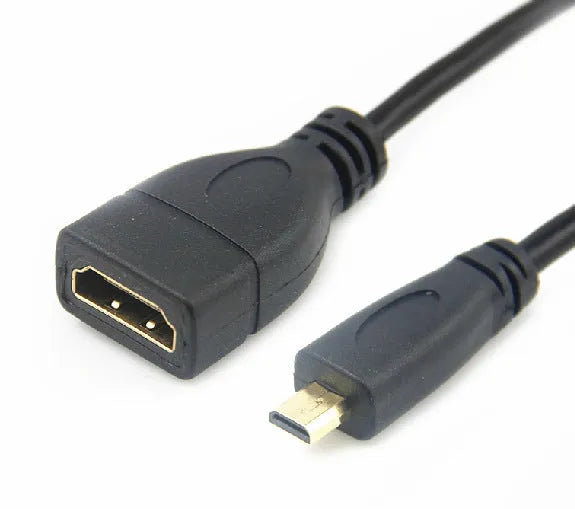 Black Micro HDMI to HDMI adapter cable 0.15m for connecting tablets to HDTV