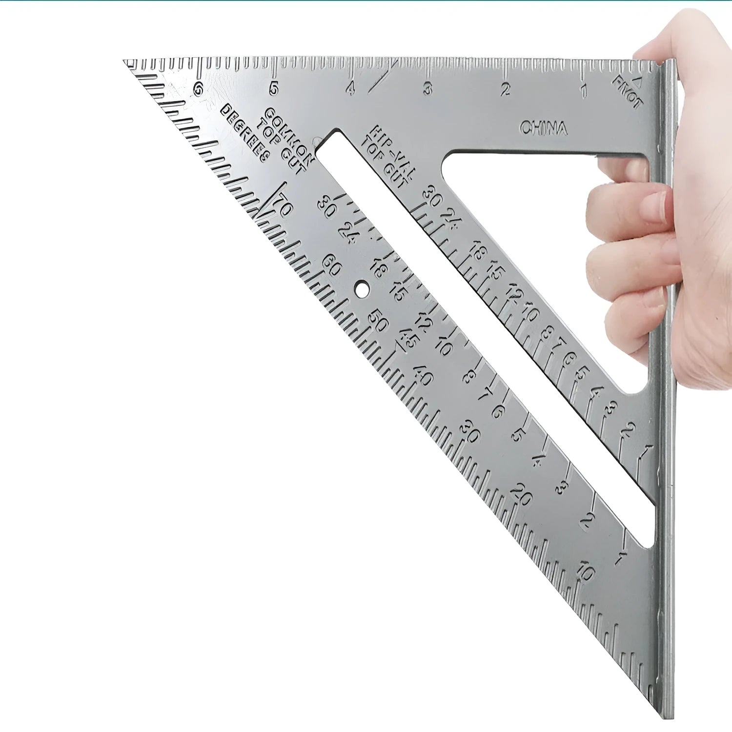 Aluminium alloy woodworking measuring square triangle ruler with 90-degree angle